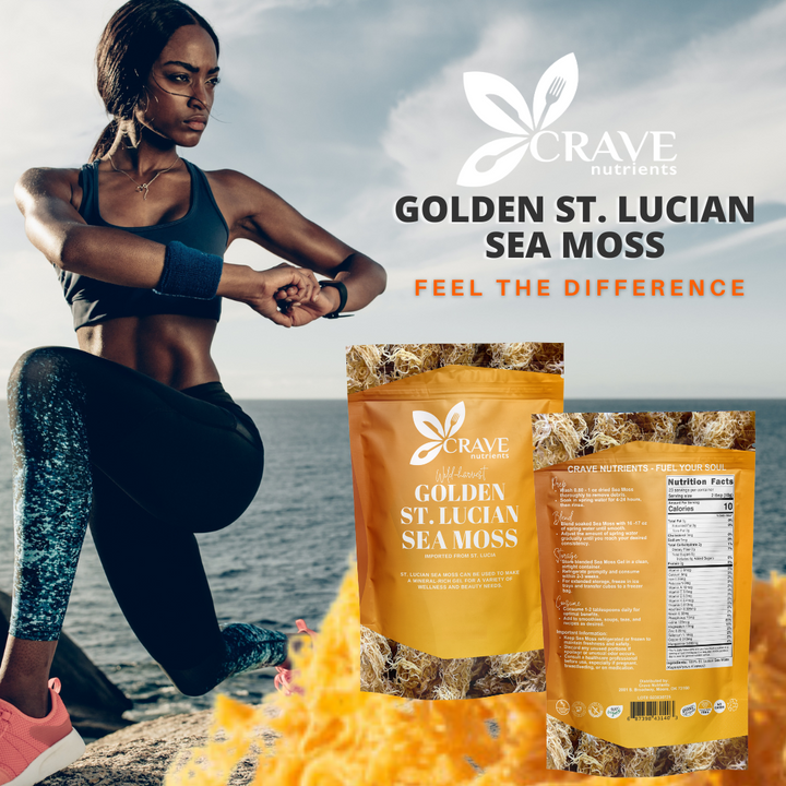 Crave Nutrients Wild-harvested St. Lucian Golden Sea Moss (100% Sun-Dried)