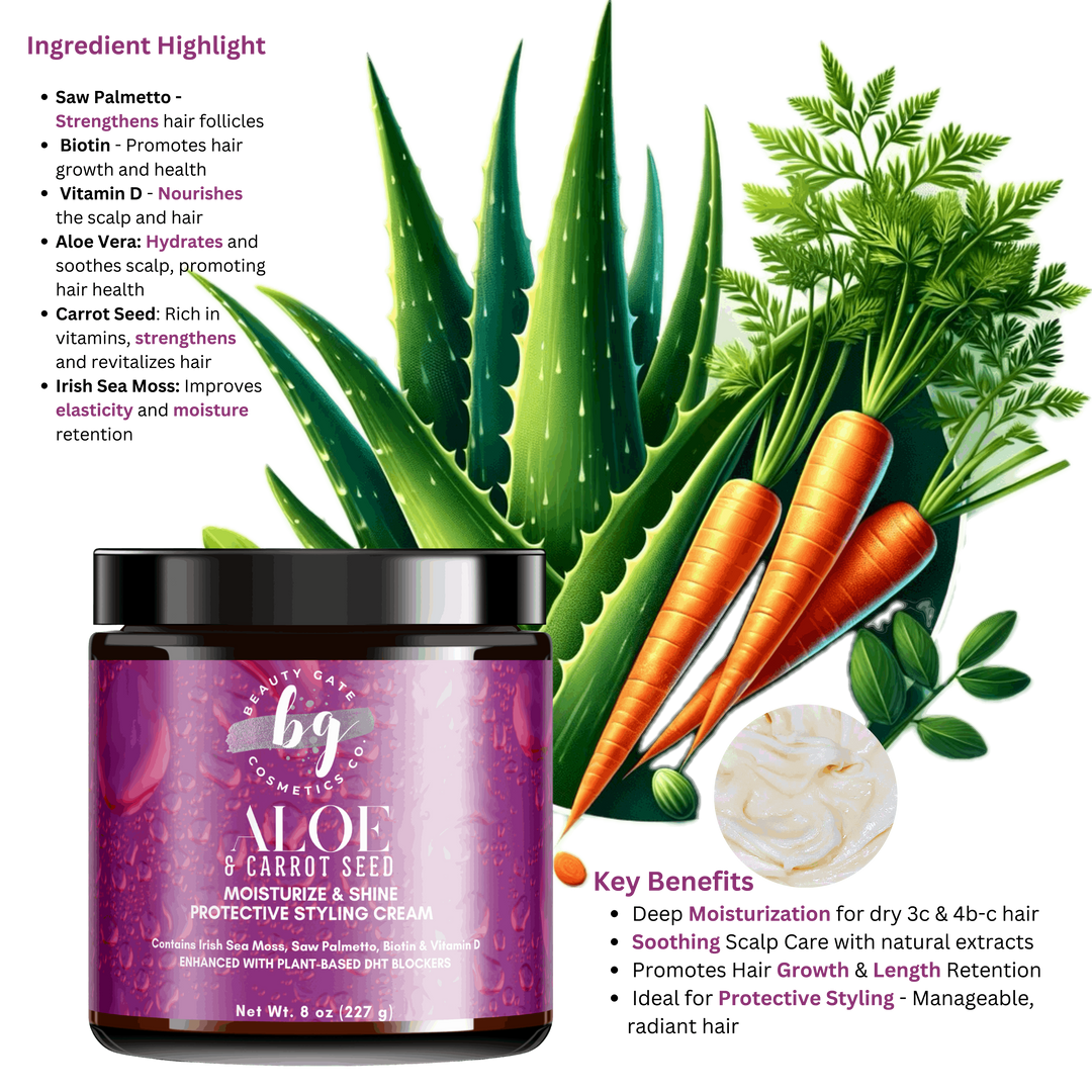 Beauty Gate Aloe & Carrot Seed Moisturize & Shine Protective Styling Cream